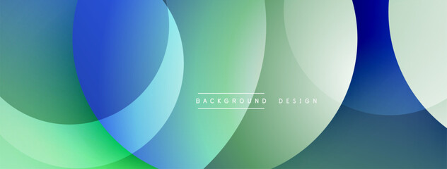 Layered circular shapes in vivid colors form a gradient-rich abstract design with smooth transitions, depth effects, and a modern, futuristic aesthetic