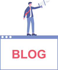 Vector IconBlogger Concept, Blog content, Blogging, posting for web pages, banners, presentations, social media, documents, cards, posters.