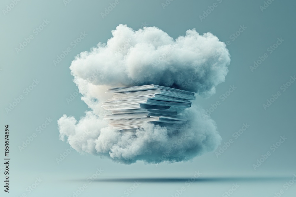 Aufkleber documents are suspended in a cloud, representing the concept of cloud storage and the shift towards 