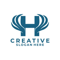 Initial Letter H wings logo design vector icon