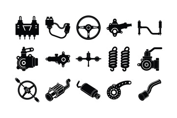 Automotive Parts and Components Icons – High-Quality Vector Set