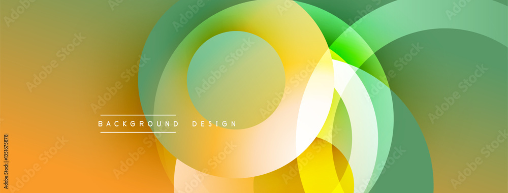 Poster Abstract composition with layered circular elements, blending gradients and soft transitions, creating a sense of depth, motion, and visual harmony