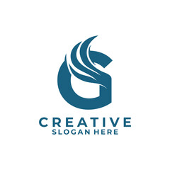 G wings logo design vector. G letter logo design concept