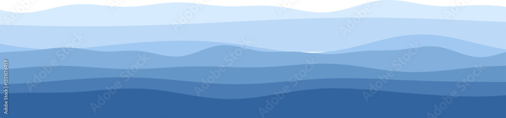 Poster abstract blue ocean waves pattern in soft gradient shades.