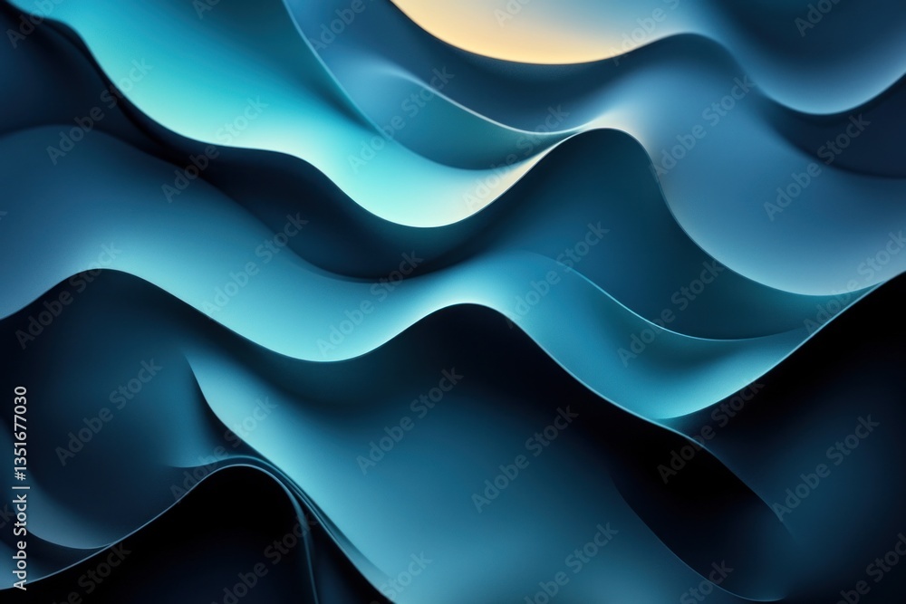 Aufkleber a dynamic abstract design showcases smooth, flowing wave patterns in deep blue and turquoise hues, i