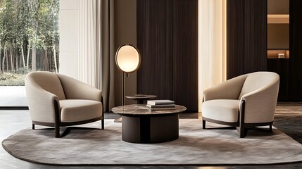 Modern living room lounge chairs. (2)