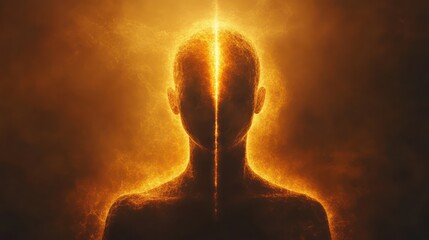 Golden Light Dividing a Figure's Head