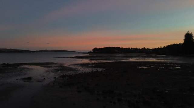 Sunset over New Zealands bay