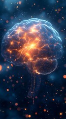 Naklejka premium Sci fi brain energy with futuristic sparks high resolution picture