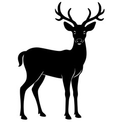 A deer standing  silhouette vector illustration 