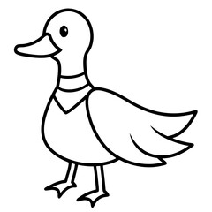 A duck wearing a superhero cape line art vector illustration 