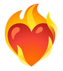 Burning heart on white background 