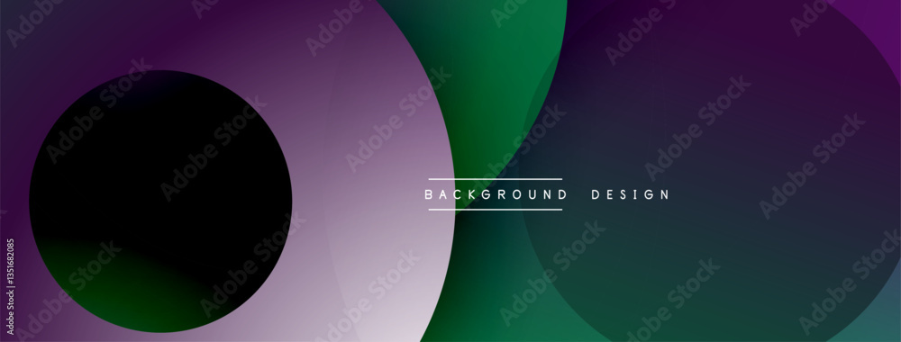 Poster abstract composition with layered circular elements, blending gradients and soft transitions, creati