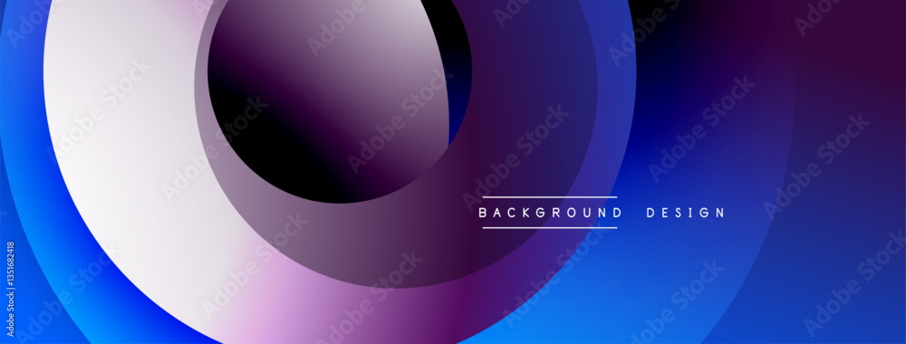 Poster layered circular shapes in vivid colors form a gradient-rich abstract design with smooth transitions