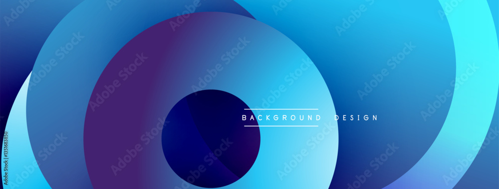 Aufkleber Layered circular shapes in vivid colors form a gradient-rich abstract design with smooth transitions, depth effects, and a modern, futuristic aesthetic