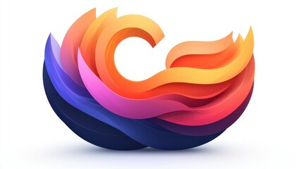 Obraz premium Abstract Colorful Waves Design: Vibrant 3D Render of Intertwined Layers Creating a Dynamic, Swirling Pattern