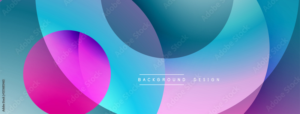 Aufkleber Layered circular shapes in vivid colors form a gradient-rich abstract design with smooth transitions, depth effects, and a modern, futuristic aesthetic