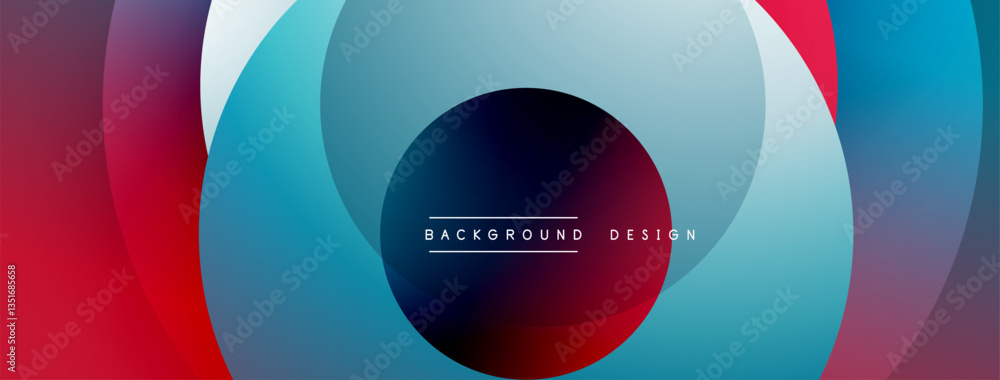 Poster Background design with overlapping circular shapes, featuring smooth gradients and soft lighting effects, creating a dynamic abstract composition