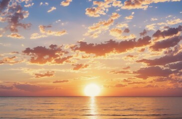 Obraz premium 夕焼け, 海, 太陽, 空, 日の出, 海, 水, 自然, 地平線, 雲, 浜, 風景, 雲, オレンジ