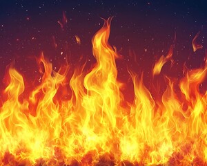 Fiery Flames Against a Cosmic Night.