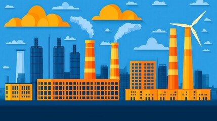 Obraz premium Graphical depiction of net zero emissions goals, with eco-friendly symbols and carbon reduction imagery, offering copy space for describing climate impact and environmental solutions. , Minimalism