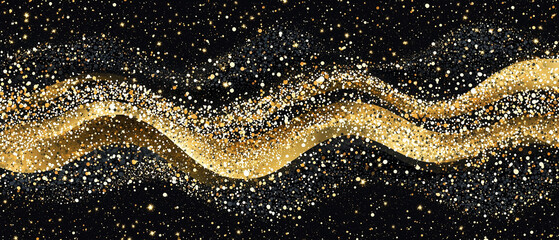 Elegant Golden and Black Glitter Wave Background Festive Sparkle Texture for Design