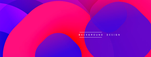 Circular abstract design with overlapping translucent circles and round shapes, blending gradients and smooth curves, creating depth, contrast, and a dynamic visual effect