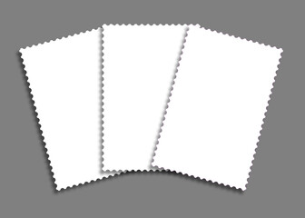 Drei weiße gefächerte Briefmarken
