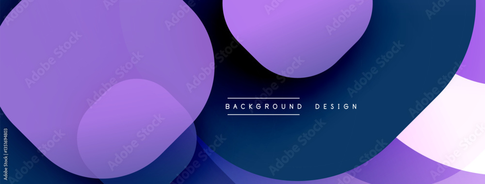 Poster Circular abstract design with overlapping translucent circles and round shapes, blending gradients and smooth curves, creating depth, contrast, and a dynamic visual effect