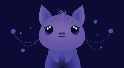 Cute alien purple is similar to a pig or rodent