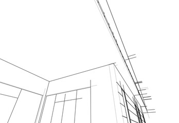 house building sketch architecture 3d illustration