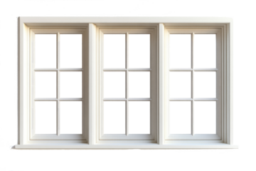 A classic white-framed triple-pane window with elegant molding, exuding a sense of symmetry, openness, and timeless architectural charm. A symbol of clarity, perspective, and inviting natural light.