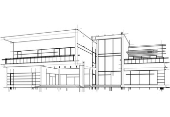 house building sketch architecture 3d illustration