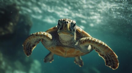 Obraz premium Hawksbill Sea Turtle in Indian ocean