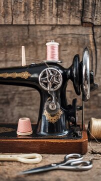Copy space vintage sewing tools