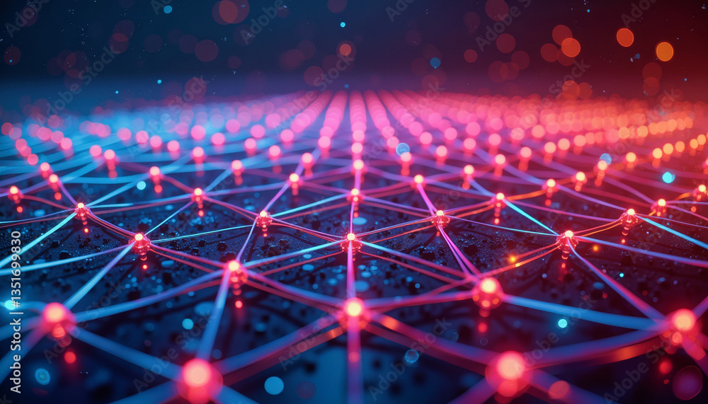 Aufkleber a vibrant network of interconnected nodes glows with a futuristic energy, suggesting complex data re