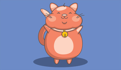 cute cat cartoon or cartoon cat with a big smile with blue background  