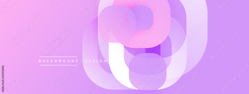 Poster Circular abstract design with overlapping translucent circles and round shapes, blending gradients and smooth curves, creating depth, contrast, and a dynamic visual effect