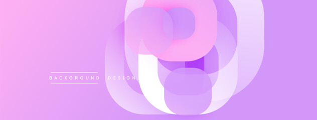 Circular abstract design with overlapping translucent circles and round shapes, blending gradients and smooth curves, creating depth, contrast, and a dynamic visual effect