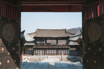 Ancient Korean Architectural Scenery on daytime