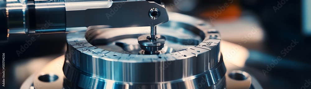 Poster close-up of precision engineering showcasing a high-tech machine component being assembled with accu