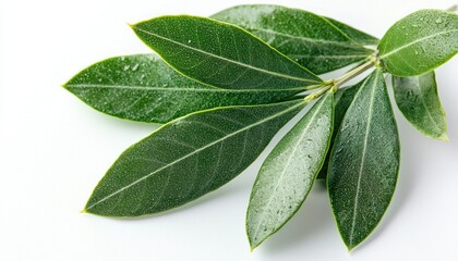 Obraz premium Vibrant Green Leaves Dewdrops