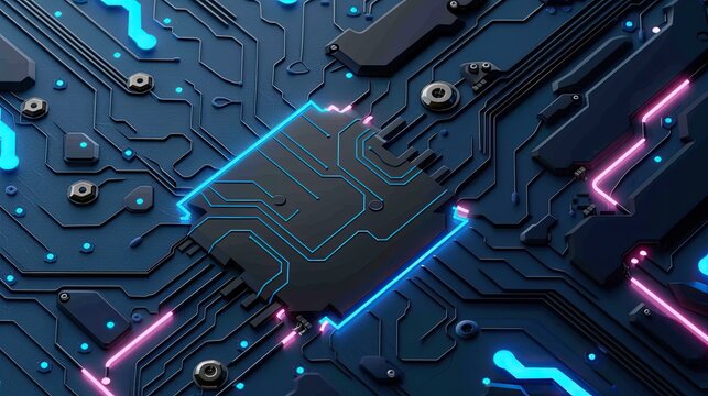 A detailed depiction of a modern electronic circuit board