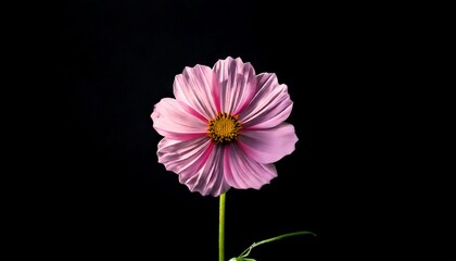 pink flower isolated on black