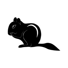 Vector image of chipmunk silhouette, hand drawn illustration