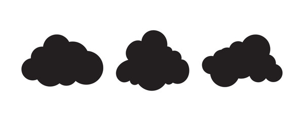 Simple Black Cloud Silhouettes Against White Background