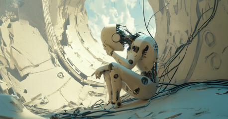 A man attempting to destroy modern technology and prevent the rise of robots and artificial intelligence. Generated image