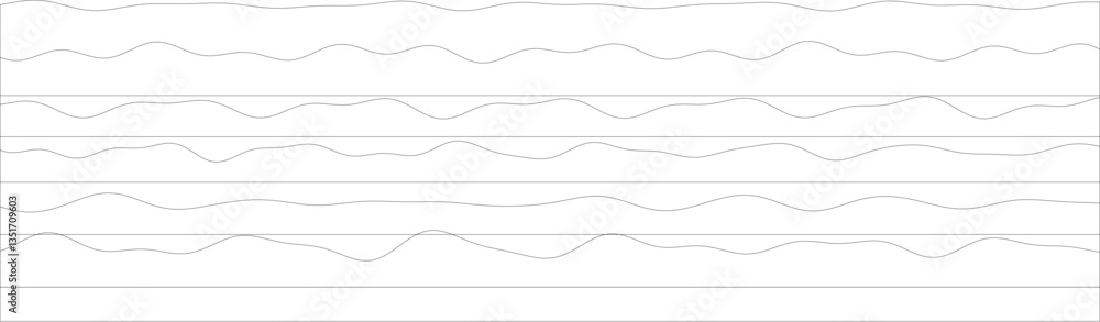 Poster abstract minimalist wave patterns on a white background with horizontal lines.