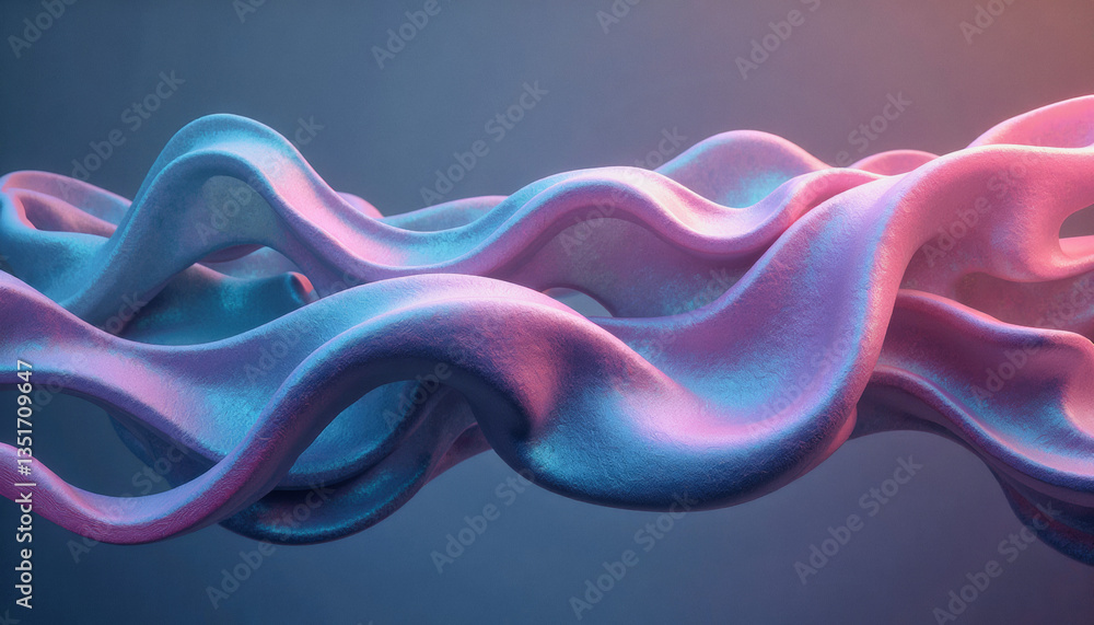 Poster fluid, iridescent ribbons of cyan and magenta intertwine in a mesmerizing, abstract form. graphical 