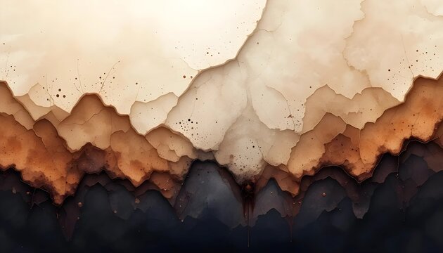 Abstract Earth Tone Mountain Landscape Painting